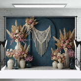 Lofaris Boho Sweet Elegant Blue Floral Arch Wedding Backdrop